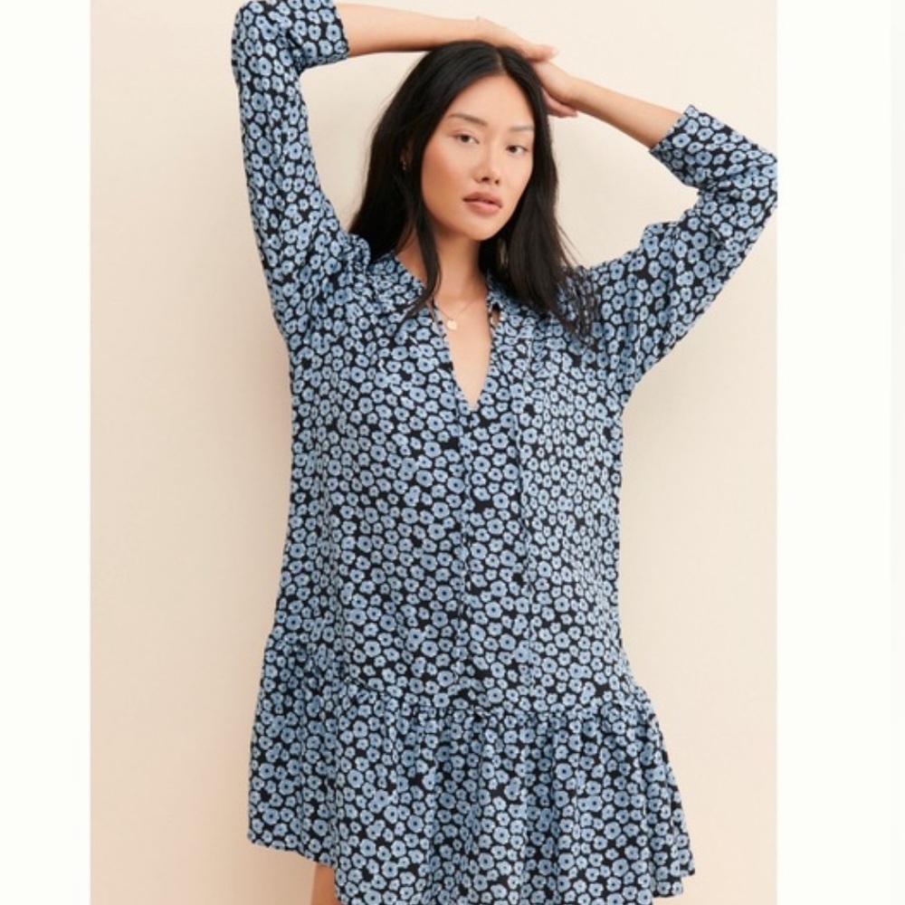 Anthropologie Mini Dress (Blue floral) Size 6